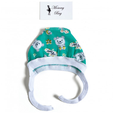 Шапочка-чепчик 0-3 мес Зеленые мишки №36 62 см