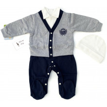 Человечек с шапочкой RoyalBaby Колледж (серо-синий), р.68 - 3-9 мес. Человечек с шапочкой RoyalBaby Колледж (серо-синий), р.68 - 3-9 мес.