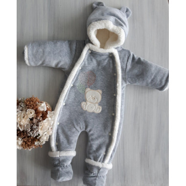 Комбинезон зимний RoyalBaby Серый р.62, 0-6 мес