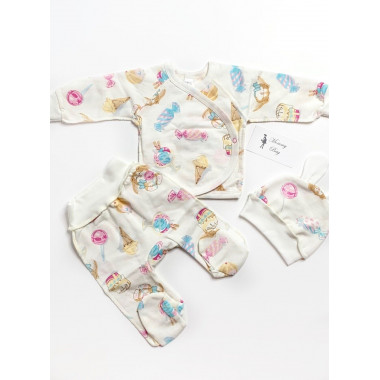 Комплект 3 ед. RoyalBaby Конфетки Candy (байка) р.56, 0-3 мес