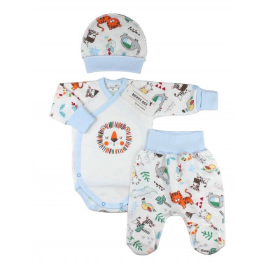 Комплект 3 ед. с боди-распашонкой RoyalBaby Лев (байка) р.56, 0-3 мес