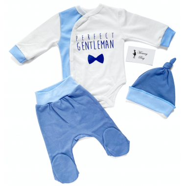 Комплект 3 ед. RoyalBaby Джентльмен голубой р.56, 0-3 мес