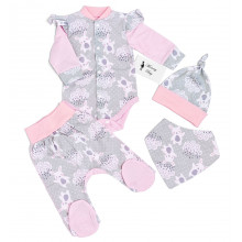 Комплект 4 ед. RoyalBaby Розовый Кролик со слюнявчиком р.56, 0-3 мес Комплект 4 ед. RoyalBaby Розовый Кролик со слюнявчиком р.56, 0-3 мес