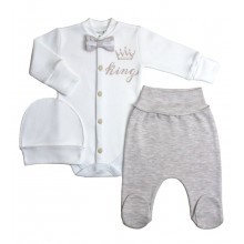 Комплект 3 ед. RoyalBaby Король King (серый) р.56, 0-3 мес Комплект 3 ед. RoyalBaby Король King (серый) р.56, 0-3 мес