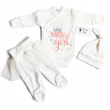 Комплект 3 ед. RoyalBaby Princess Girl c фатином молочным р.56, 0-3 мес Комплект 3 ед. RoyalBaby Princess Girl c фатином молочным р.56, 0-3 мес