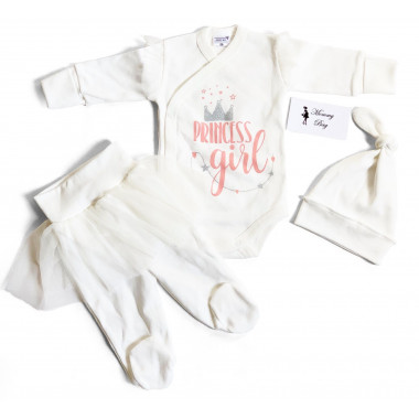 Комплект 3 ед. RoyalBaby Princess Girl c фатином молочным р.56, 0-3 мес