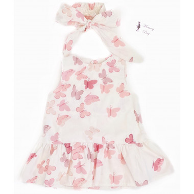 Платье с афробантом RoyalBaby Бабочки розовые р.62, 0-6 мес