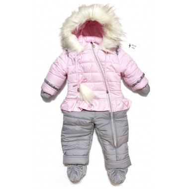 Комбинезон зимний RoyalBaby №1 Розово-серый р.80, 12-18 мес
