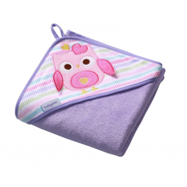 Полотенце махровое с капюшоном BabyOno 100x100 см Сова Фиолетовое