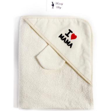 Полотенце махровое с капюшоном RoyalBaby 80x80 см I Love Mama