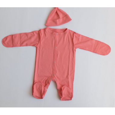 Слипик (человечек) + шапочка 3-6 месяцев Коралловый р.62