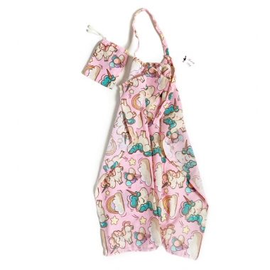 Накидка для кормления + сумочка-чехол №2 Розовые единороги