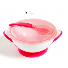 Мисочка-тарелка с присоской и ложечкой BabyOno Розовая