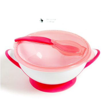 Мисочка-тарелка с присоской и ложечкой BabyOno Розовая