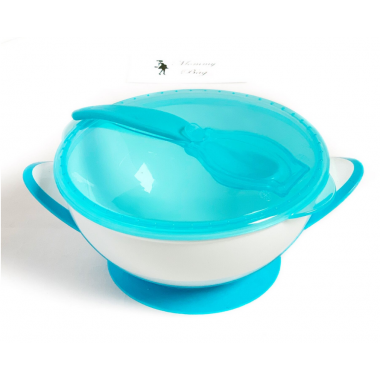 Мисочка-тарелка с присоской и ложечкой BabyOno Синяя