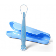 Ложка силиконовая с присоской в футляре BabyOno Синяя