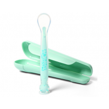 Бирюзовая ложка силиконовая с присоской в футляре BabyOno 