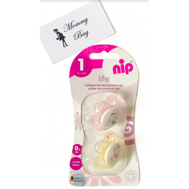Пустышка Nip Моя жизнь, 0-6 мес., силикон, для девочки, 2 шт.