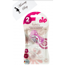 Пустышка с крышкой Nip Моя семья, 5-18 мес., силикон, для девочки Жирафики, 1 шт.