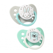 Пустышка BabyOno NATURAL NURSING, 0-3 мес., силикон, Зайка, 2 шт.