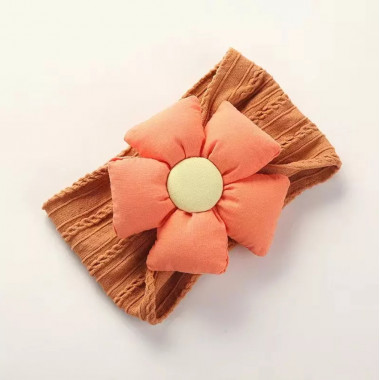 Афробант-повязка на голову – #2 Цветочек оранжевый 0-3 года