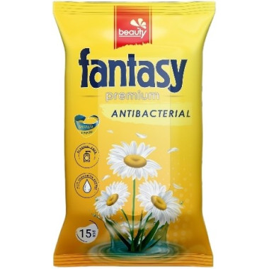 Влажные салфетки Fantasy Baby Premium 15 шт антибактериальные с ромашкой