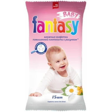 Влажные салфетки Fantasy Baby 15 шт с ромашкой и облепихой