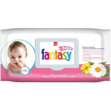Влажные салфетки Fantasy Baby с клапаном 100 шт с ромашкой, календулой и пантелоном