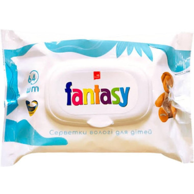 Влажные салфетки Fantasy Baby с клапаном 64 шт с ромашкой, календулой и пантелоном