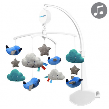 Музыкальная мобиль-каруселька для кроватки BabyOno Облачка и самолетики