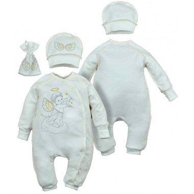 Комплект на крещение 3 ед. RoyalBaby Ангелочек р.62, 0-6 мес