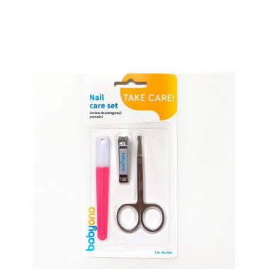 Маникюрный набор BabyOno Розовый (пилочка, ножницы, щипчики)