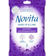 Влажные салфетки для снятия макияжа Novita Make up 15 шт Влажные салфетки для снятия макияжа Novita Make up 15 шт