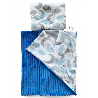 Набор в детскую коляску 3в1 (простынь, плед, подушка) Луна №15 - NEW