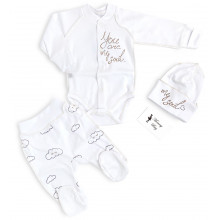 Комплект 3 ед. RoyalBaby "Ты моя душа.." с облачками р.62, 0-6 мес Комплект 3 ед. RoyalBaby "Ты моя душа.." с облачками р.62, 0-6 мес