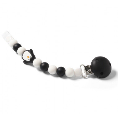 Держатель BabyOno для пустышки Черно-белый с пингвином