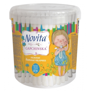 Ватные палочки Novita Gapchinska в круглой банке 100 шт