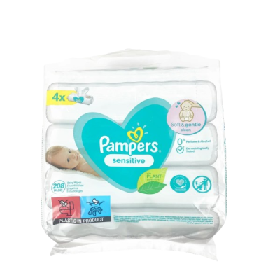 Влажные салфетки Pampers Sensitive 208 шт (4х52 шт)