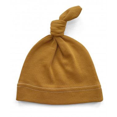 Шапочка Baby Body 0-6 мес Горчичная с узелком №20