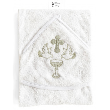 Крыжма-полотенце для крещения RoyalBaby #3 Белая купель с серебром