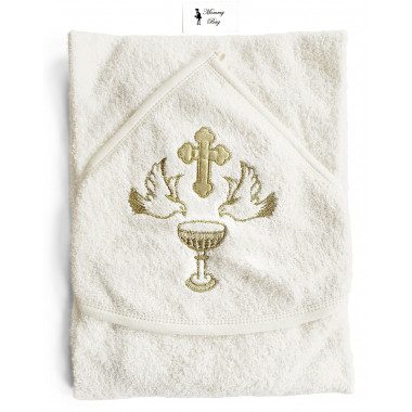 Крыжма-полотенце для крещения RoyalBaby #4 Молочная купель с золотом