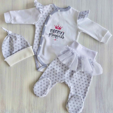 Комплект 3 ед. RoyalBaby Мамина принцесса с фатином р.56, 0-3 мес