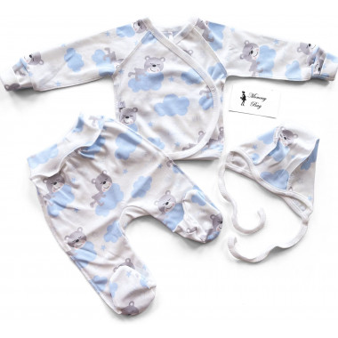 Комплект 3 ед. RoyalBaby Мишка с облачками р.56, 0-3 мес