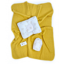 Набор в детскую кроватку 3в1 Бриллианты с горчичным хлопковым пледом