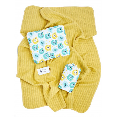 Набор в детскую кроватку 3в1 Королевские Мишки с хлопковым пледом