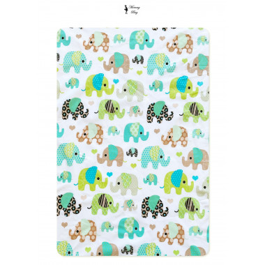 Простынь на резинке в детскую кроватку Мятные слоники арт.СТ-10