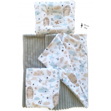 Набор в детскую кроватку 3в1 (простынь, плед, подушка) Ежики и зайчики №19 Набор в детскую кроватку 3в1 (простынь, плед, подушка) Ежики и зайчики №19