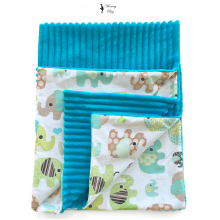 Плед с плюшем Мятные слоники №10