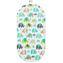 Простынь на резинке в коляску Мятные слоники арт.КЛ-10 Простынь на резинке в коляску Мятные слоники арт.КЛ-10