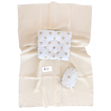 Набор в детскую кроватку 3в1 Бриллианты с молочным хлопковым пледом